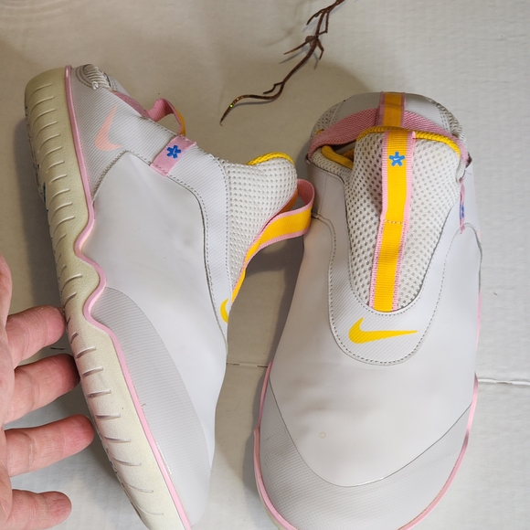 Nike White and Pink Sneakers with Yellow Accents - Picture 1 of 5